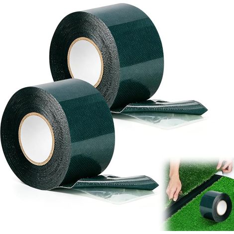 2 Pièces Bande de Jonction Gazon Synthetique, 50mm x 5m Double Face pour Gazon Synthétique Ruban de Gazon Artificiel Autocollant Scotch Gazon Ruban Adhésif pour Balcon Terrasse et Sol Béton (1/5)