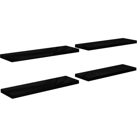 Étagère murale flottante 4 pcs Noir brillant 120x23,5x3,8cm MDF vidaXL