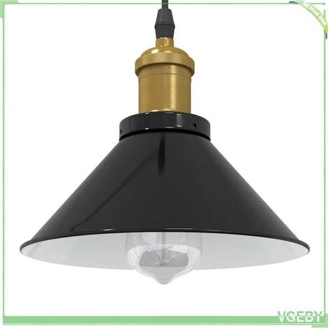 4103443 Lampe suspendue réglable hauteur E27 noir brillant 22 cm métal (1/5)