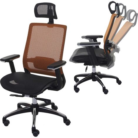Poltrona sedia ufficio girevole regolabile HHG-795 ergonomica design moderno tessuto arancione nero