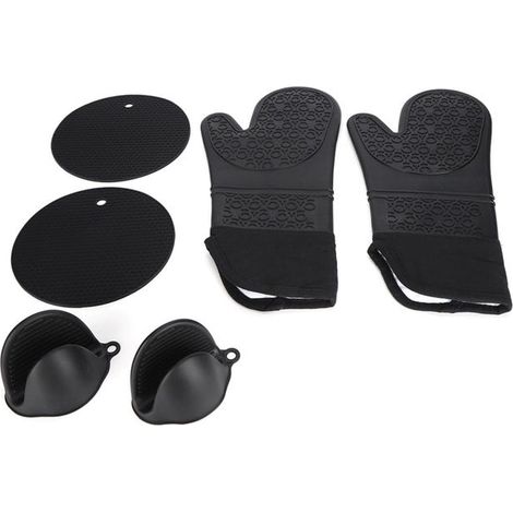 Guanti isolanti in silicone, tappetino isolante, set di guanti da forno (1/5)
