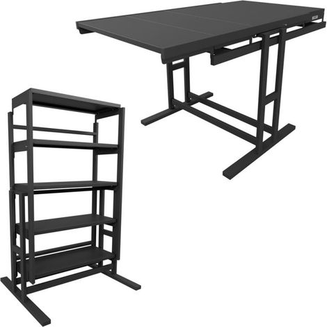 Etagère modulable (H133 x l80 x P68,5 cm) convertible en Table - style industriel (1/5)