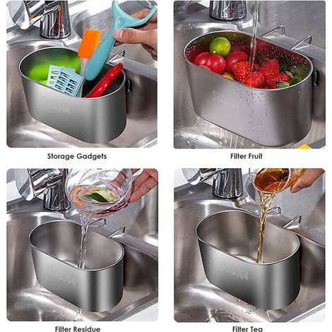 Panier vidange évier cuisine inox 304 support filtre eau suspendu (1/5)