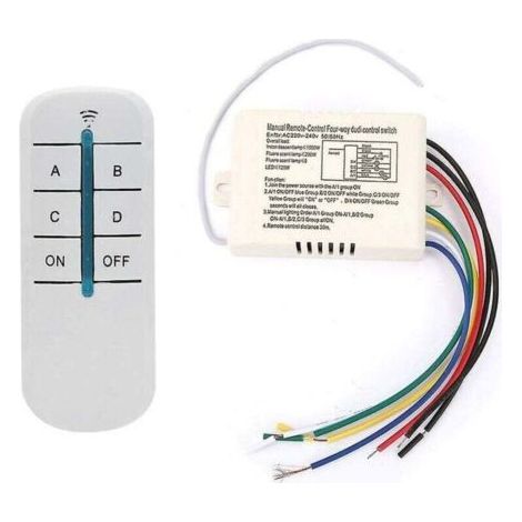 Interruttore di controllo remoto wireless a 4 vie 220V Modulo trasmettitore ricevitore digitale da parete Interruttore a parete remoto + trasmettitore ricevitore per luci