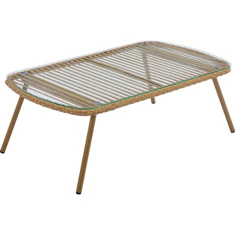 Tavolino da giardino in Resina intrecciata Naturale chiaro  - LOUSINI di MYLIA