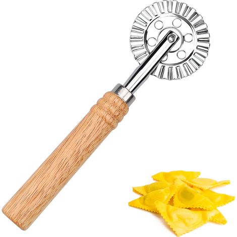 Großes Teigrädchen mit langem Griff – Zarter Holzgriff, ideal für Pasta, Pizza, Ravioli, Gebäck und Kekse – Multifunktionaler Ausstecher und Plätzchenausstecher für müheloses Ausstechen