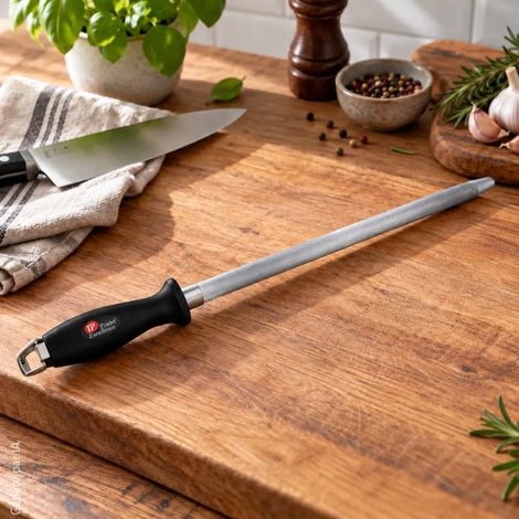 Fusil aiguiseur de couteau lame inox diamant mèche ovale 28cm