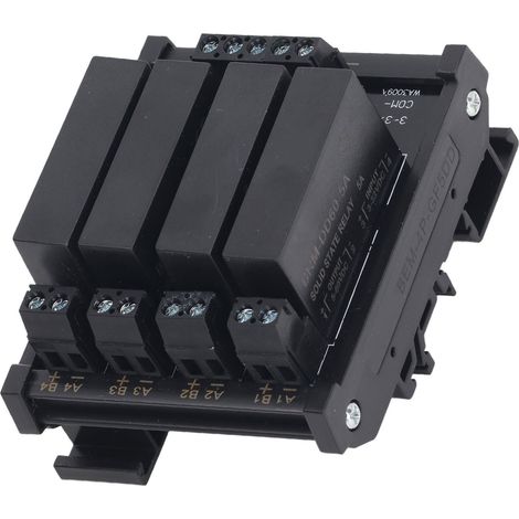 Relais statique 4P DC-DC sur rail DIN, entrée 3-32V, sortie 5-8A, charge 5-60V, borne négative commune (1/5)