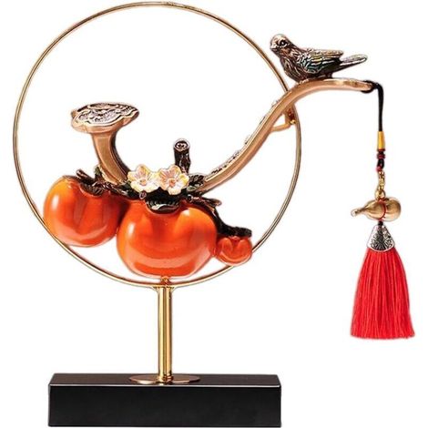 Resin Lucky Persimmon Statue Table Ornaments Handmade Chinese Decoration Feng Shui Decor for Farmhouse Restaurant Living Room (1/4)