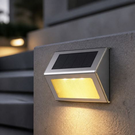 Lampe solaire d'escalier IP65 en acier inoxydable 304, éclairage LED automatique pour jardin, terrasse et allée, sans fil (1/4)