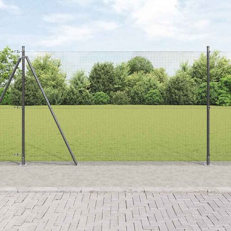 Zaunpfosten Grau 50 x 1,4 m (Masche 19 x 19 mm) Stahl und PVC
