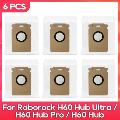 (6 pièces) Convient pour les aspirateurs Roborock H60 Hub Ultra / H60 Hub Pro / H60 Hub : sac à poussière, filtre et accessoires de rechange (1/4)