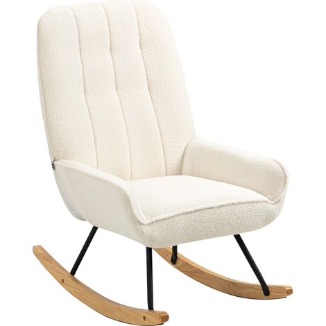 Fauteuil à bascule polaire Sherpa Naturel Crème 63 x 95 x 97 cm