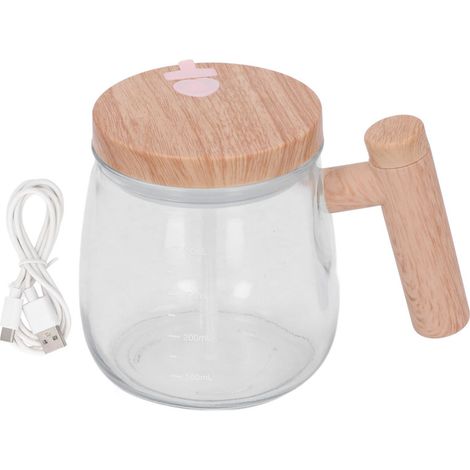 Tasse à café en verre avec mélangeur automatique, mug électrique avec couvercle, rechargeable, transparente, idéale pour la maison et le bureau.
