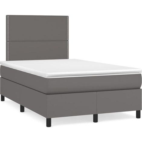 Boxspringbett mit Matratze Grau 120x190 cm Kunstleder (1/5)
