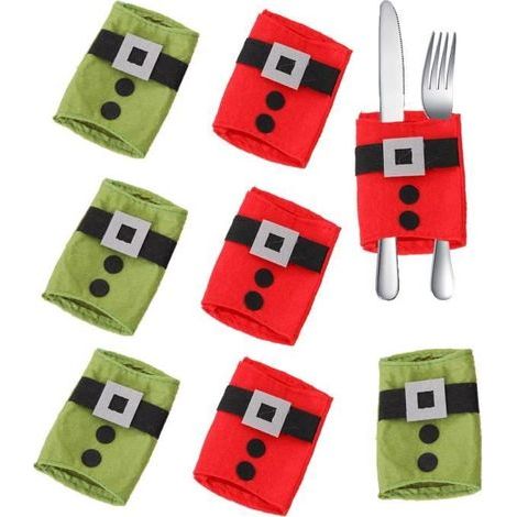 Christmas Place Card Holders - Table Decor - 8 Pieces - Felt - Red and Green - 10x6cm