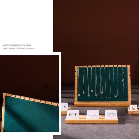 Présentoir à pendentifs en bois de bambou, présentoir à bijoux, porte-colliers, accessoires de présentation de bijoux amovibles (1/5)