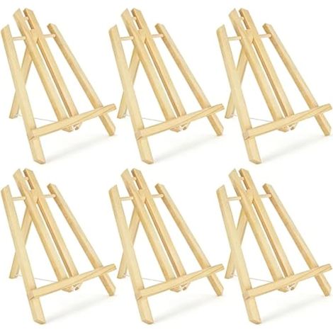 Lot de 6 chevalets en bois pour présentation, 30 cm, chevalet de table pour peinture, trépieds de bureau en bois pour travaux manuels, cartes, dessin, peinture, toile (1/5)