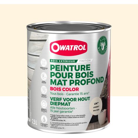 Owatrol-BOIS COLOR-Peinture pour bois extérieur opaque - Finition Mate-Lin RAL 9001 2.5 litres