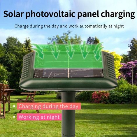 Ultraschall-Schlangen- und Mäuseabwehrgerät, geeignet für den Außenbereich, USB-betrieben mit integriertem Solarpanel, Crezuo (1/2)