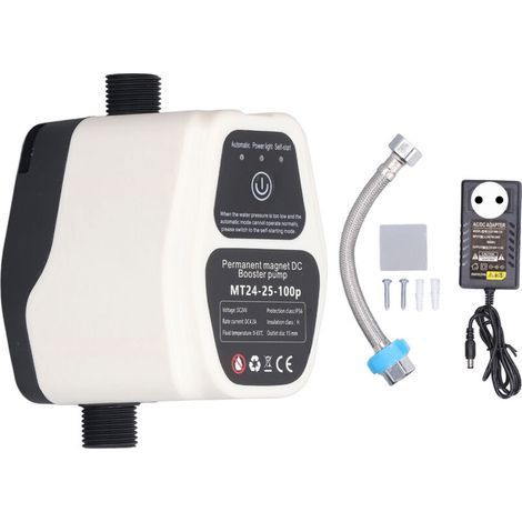 Pompe de surpression automatique, 100 watts, 24 volts, 25 litres, utilisant une technologie de capteur intelligent, surpression silencieuse, 100-240 volts. (1/5)