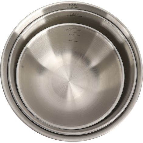 Ensemble de 3 bols mélangeurs en acier inoxydable 304, blanc crème, pour la cuisine, avec graduation.