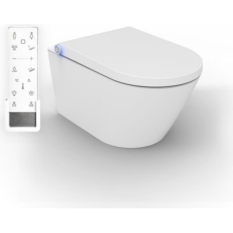 BERNSTEIN - Toilettes Japonaises céramique WC japonais suspendu, WC lavant + Télécommande, chauffant, Filtre, Séchoir - 59,3x38,4x30cm - 1102PREMIUM (1/5)