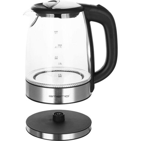 EMERIO WK-119988.7 Bollitore senza filo Nero, acciaio inox Capacità effettiva: 1.7 l (1/2)