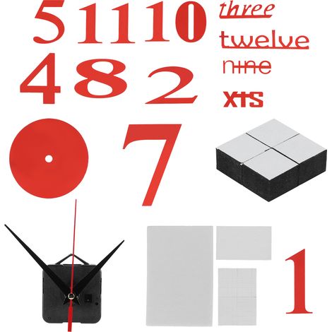 Horloge murale numérique moderne à faire soi-même, autocollante pour la décoration de la maison, du salon ou du bureau (rouge) (1/5)