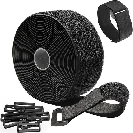 1 Rouleau Attache Cable, Nylon Réutilisable 5cm X 5m, Avec 10 Boucles, Coupe Sur Mesure, Pour Maison Et Bureau