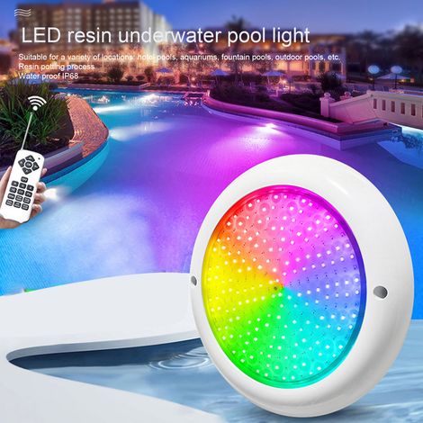 Lumière de Piscine, 6 W RVB Changeant de Couleur IP68 étanche à l'eau, Lumière sous-Marine Submersible avec Télécommande pour Piscine Creusée, Spa, Bain à Remous, étang, Fête (1/5)