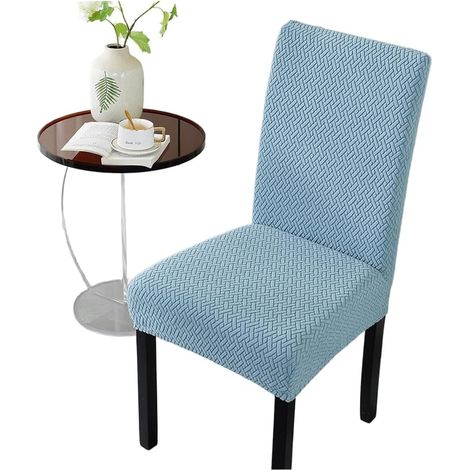 Ensemble de housses de chaise de salle à manger en polaire épaisse et extensible en polyester et coton doux et chaud pour la maison, hôtel, restaurant, gris, 38-48 cm (bleu) (1/5)