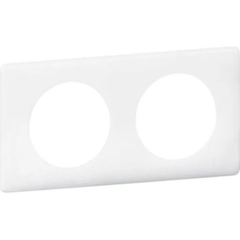 Legrand – Plaque Céliane 2 postes – Finition laquée blanche – Montage horizontal ou vertical – Compatible avec support Batibox (1/2)