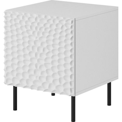 Nachttisch HOLE Set mit zwei gefrästen fronten MDF-platte weiß matt