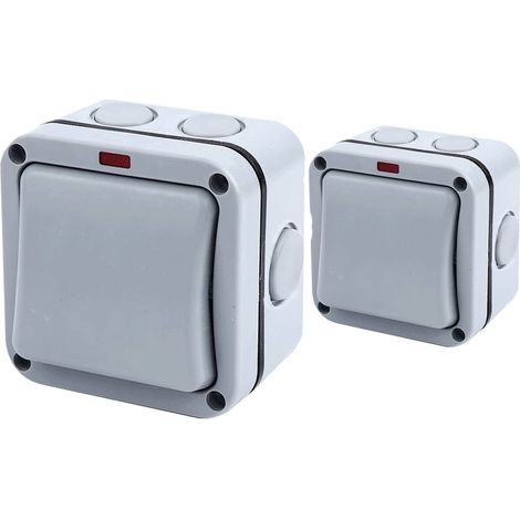 Interrupteur étanche IP66, avec interrupteur individuel et voyant lumineux, interrupteur d'éclairage extérieur, interrupteur universel, convient pour l'extérieur, le jardin, le balcon, la cuisine, la
