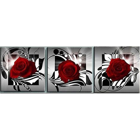 Lot de 3 peintures à l'huile de roses