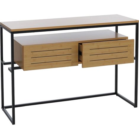 Table console avec tiroirs et étagères 80 x 120 x 40 cm structure métal et MDF mélaminé 040008716
