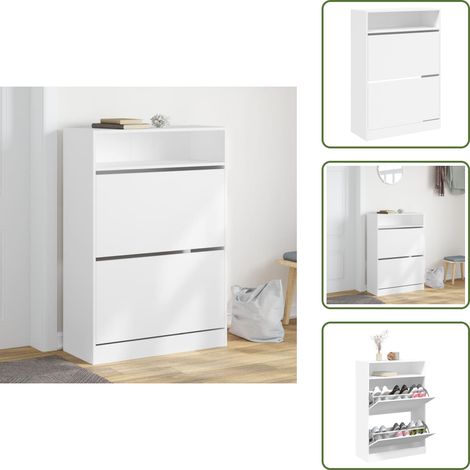 Scarpiera salvaspazio - vidaXL Scarpiera con 2 Cassetti Ribaltabili Bianca 80x34x116 cm - Scarpiera moderna