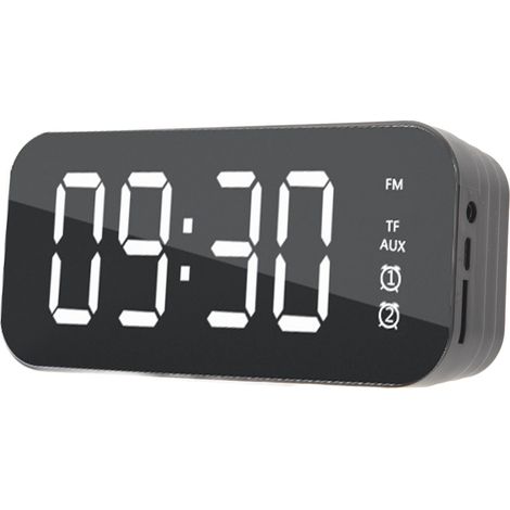 Wecker mit Spiegeloberfläche, Bluetooth-Lautsprecher, Digitaler kabelloser Wecker mit Bluetooth-Lautsprecher für Mobiltelefon und Computer (1/5)