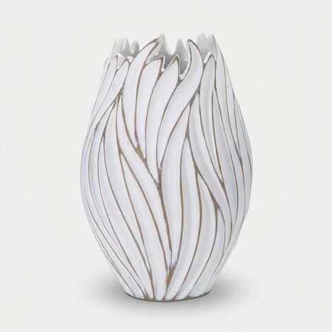 Vase Mauro Ferretti Honduras blanc 27 cm polyrésine