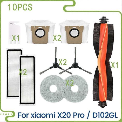 Filtre pour aspirateur brosse pour aspirateur Filtre de brosse pour aspirateur filtre de Robot Aspirateur X20 Pro / D102GL Aspirateur Main Side Brosse HEPA Filtres Serpillière Cloth Dust Bags (1/5)