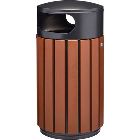 Corbeille à poser ou à fixer Zeno Alu - 60l - effet Corten (aspect acier rouillé) / gris manganèse (1/3)