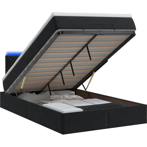 Maison Exclusive - Letto Ottomano con Materasso e LED Nero 120 x 200 cm Velluto (1/5)