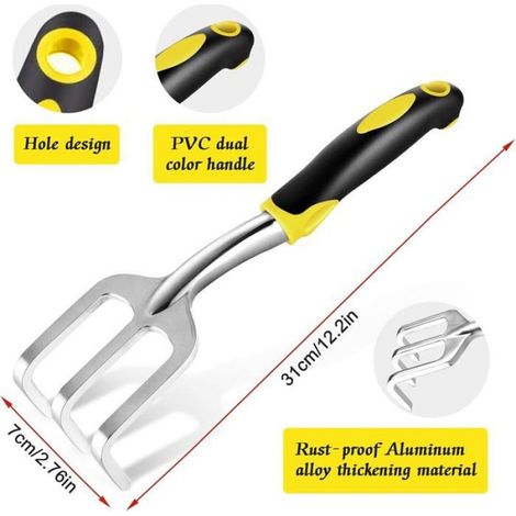 Heavy Duty Aluminum Garden Tool Set with Soft Handles  Non Slip Hand Rake, Trowel and Weed Shovel for Gardeners  Ideal Gardening (1/5)