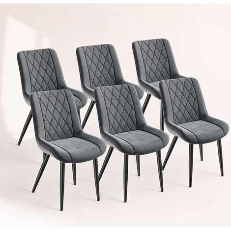 Lot de 6 chaises salle à manger havenlyhome, assise rembourrée en velours, ergonomique, réglable, pour salon, cuisine, chambre à coucher, gris foncé (1/5)