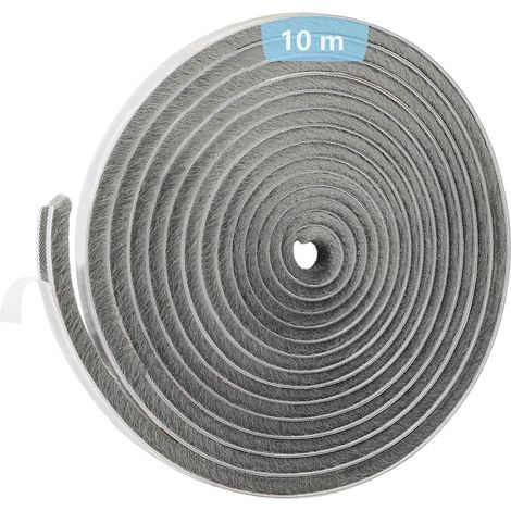 Türbürstendichtung 10 M(L) x 9 mm(B) x 9 mm(D) Grau, Fensterdichtung zur Türschalldämmung, selbstklebende Bürstendichtung, Schiebetürbürstendichtung, Mückenschutzbürstendichtung