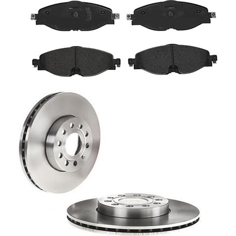 KIT FRENI ANTERIORI compatibile con SEAT LEON (KL1) - DISCHI + PASTIGLIE OEM: P 85 126 , P 85 182 , P 85 167 , P 85 137 / 17521 , 17558 /SOSTITUZIONE DIRETTA/BASSA POLVERE/SILENZIOSO (1/5)