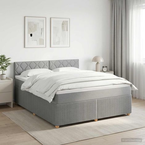 Cama box spring con colchón Gris Claro 180 x 200 cm Tela (1/5)