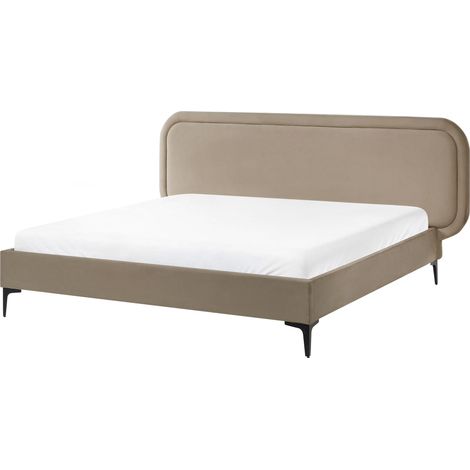 Bed Velvet SUZETTE 160 x 200 cm (EU King Size) Beige