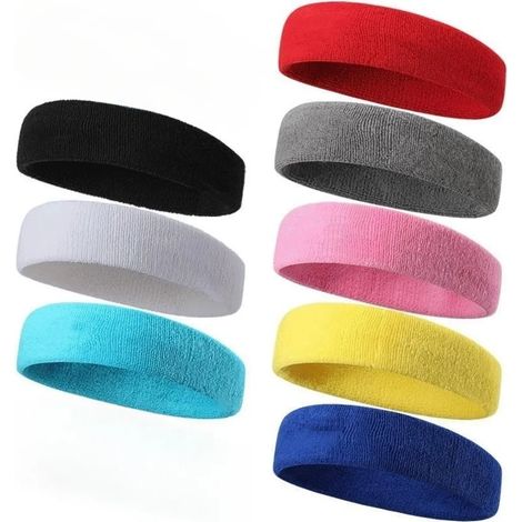Bandeaux de sport homme, lot de 8, bandeau anti-glisse, serre-tête fitness respirant, bandeau sportif évacuant la transpiration pour running, yoga, vélo, musculation (1/5)